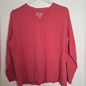 Coolibar Women's Morada Everyday Long Sleeve V-Neck T-Shirt Red XXL